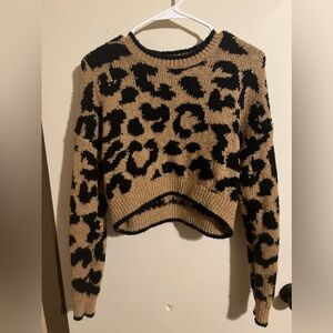 ⚡️ Hollister leopard crop knit sweater